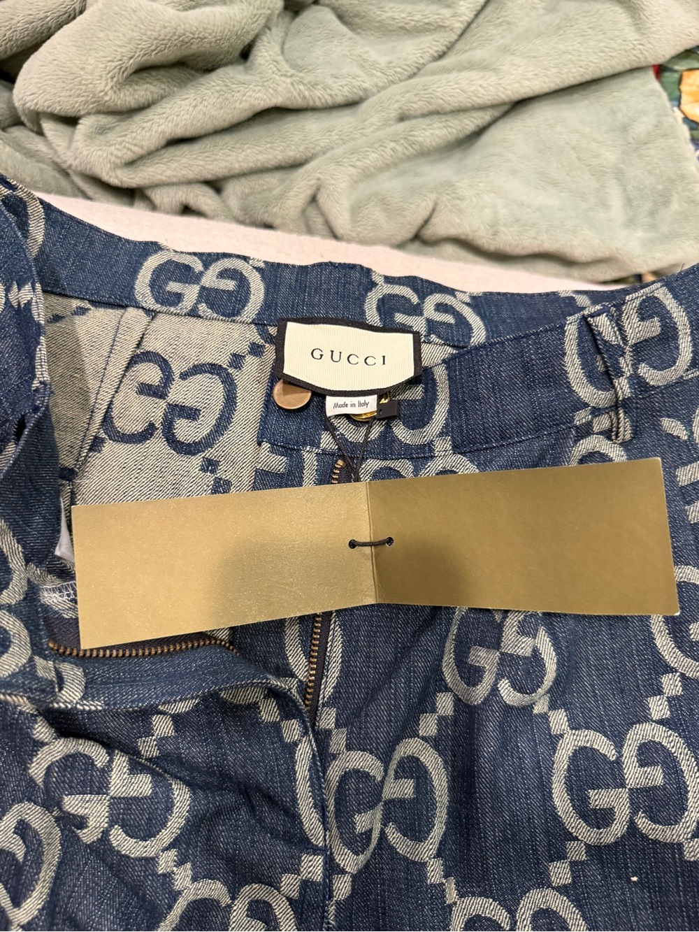 Gucci Denim GG Jacquard Jeans in Indigo and Light Blue